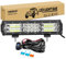 RIGIDON 12 inch 180W driving led work light bar with 12v wiring harness cable kit, Tri row fog lamp for Off road Truck SUV ATV 4x4 Boat, Flood Spot Combo Beam, Waterproof Driving Lamp, 6000K White