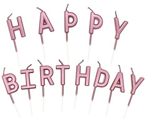 Alles Gute zum Geburtstag Kerzen,1 Satz Happy Birthday Kerze,Tortendeko Kuchen Topper für Geburtstag,Deko Geburtstagskerzen für Geburtstag Party Feier Lieferungen(Roségold)