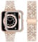 wutwuk Cinturino Compatibile per Apple Watch 44mm con Custodia Protettiva Bling, Cinturino da Donna in Metallo Scintillante per Apple Watch Series 6 5 4 SE 44mm,Oro rosa