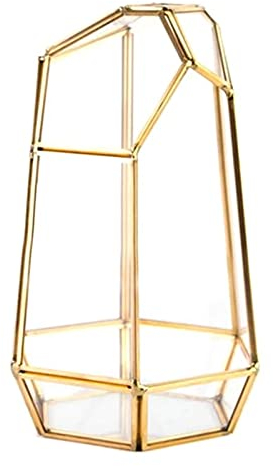 ChengBeautiful Glas Geometrisch Vintage Schmuckkasten Glas Terrarium Container-Desktop-Pflanzgefäß for sukkulenten Farn-Luftanlagen-Halter im Freien (Farbe : Gold, Size : One Size)