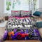 Loussiesd Hippie Graffiti Bettbezug Set Hip Hop Betten Set für Teenager Jugend Graffiti Muster Bettwäsche Set 135x200cm Atmungsaktives Straßenkultur Thema Atmungsaktiv