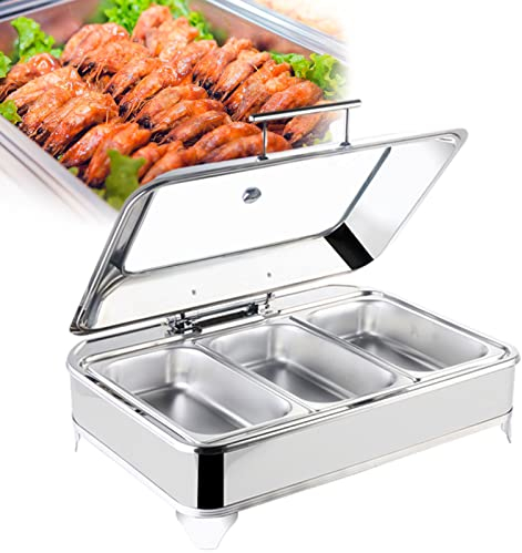 9L Scaldavivande Elettrico per Buffet, Riscaldatore Elettrico 400W con Coperchio Visibile, Contenitori Gastronorm Professionale per Famiglia, Ristoranti, Buffet, Hotel, Feste, Temperatura Regolabile