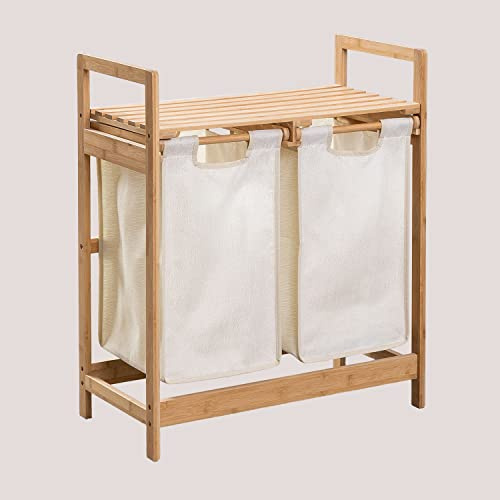 SKLUM Wäschekorb aus Bambus Joesh Weiss ↑74 cm