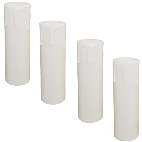 4x Kunststoffhülse Kerzenhülse L. 65mm Weiß mit Tropfenbildung für E14 Kerzenfassungen ø 24mm Kronleuchter Lüster