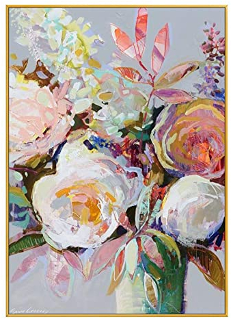 tymhrs Acrylbild,Schwarz-Weiß-Blumen-Ölgemälde-Abstrakte Nordische Blumenmalerei, Handgemalt A