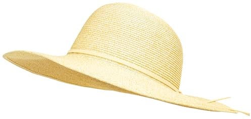 Caspar HT023 eleganter großer Damen Sommerhut Sonnenhut mit breiter Krempe und schmalem Schleifenband, Farbe:goldgelb, Accessoires:One Size