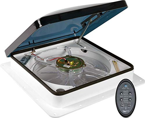 Fan-Tastic Vent RV Roof Vent with Thermostat, Automatic or Manual Variable Speed 12 Volt RV Vent Fan, Automatic Dome Lift and Rain Sensor, Model 7350 (White)