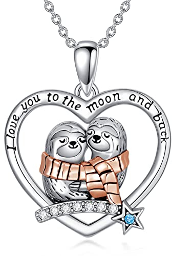 CUPENDA Faultier Halskette Sterling Silber Herz Niedliche Tier Anhänger Halskette Faultier Schmuck-Geschenk für Frauen