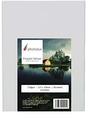 Photolux FineArt Velvet 270 gsm Matt Fotopapier in Premiumqualität - 12,7x17,8 cm - 50 Blatt