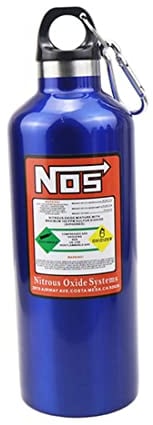 NOS Sport Trinkflasche mit Haken 500ml Sportflasche NOS Wasserflasche aus BPA-Frei, Outdoor Aktivitäten Auto Lebensmittel rostfrei Water Bottle für Kinder, Schule, Sport, Fahrrad, Fitness (Blau)