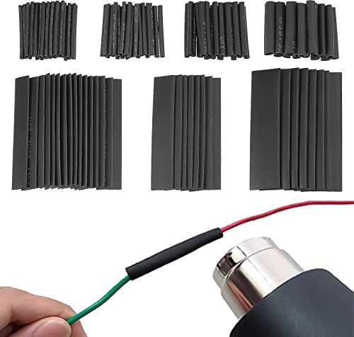 ZZLBZN 127 Pcs Heat Shrink Tubing kit, Electric Insulation Heat Shrink Wrap Cable Sleeve Automotive Industrial Heat-Shrink Tubing Shrink Ratio 2: 1 Black