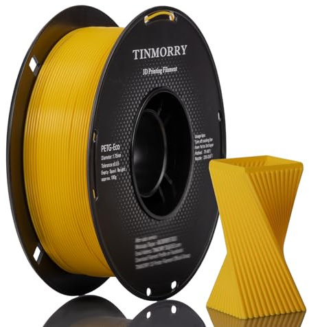 PETG Filament 1.75mm, TINMORRY Rapid PETG-Eco 3D Druck Filament, Kompatibel mit Bambu Lab/Creality K1C / FLASHFORGE Adventurer 5M /Anycubic Kobra 3 / QIDI FDM 3D Drucker, 1 KG 1 Spule, Carter Gelb