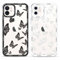 Yoedge 2 Stück Transparent HandyHülle für iPhone 12 Hülle Schmetterling 6,1, TPU Silikon Schutzhülle für iPhone 12 Case 3D Schwarz Butterfly Muster Aesthetic Frauen Durchsichtig Cover