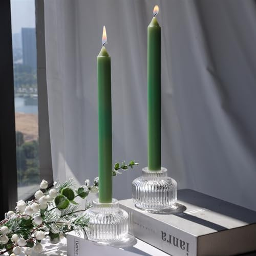 Woho Kerzenhalter Set von 4, klare Kegelkerzenhalter für Hochzeitstisch-Mittelstück, Geripptes Glas, Votivkerzenhalter für Weihnachtsfeier, Heimdekoration
