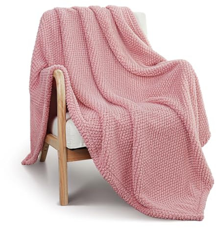Whale Flotilla Large Fuzzy Fleece Throw Blanket for Sofa, 130x180 CM Fluffy Warm Soft Jacquard Blankets for All Season, Lightweight and Cozy, Pink
