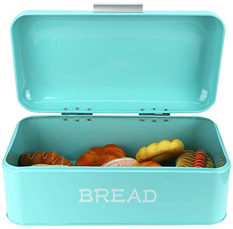 Brotkasten Für Küchenarbeitsplatte, Brotaufbewahrungsbehälter aus Metall, Retro-Brotkasten Für Gebäck/Laibe/Trockenlebensmittel, 41,9 X 23,9 X 16,5 Cm, Türkis