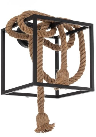 Lucande Wandleuchte, Wandlampe Innen Vlados (Retro Vintage Antik) in Schwarz aus Metall (2 flammig E27) - Design Wandleuchten Wandbeleuchtung Schlafzimmer/Wohnzimmer Wohnzimmerleuchte