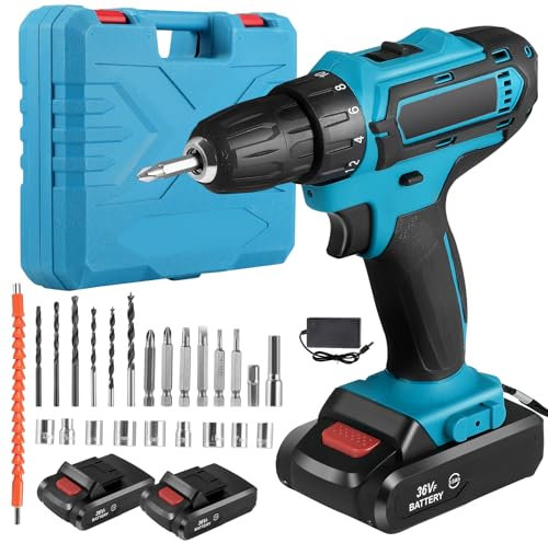 Evoloo 28V Cordless Drill Driver Set, 24Pcs Electric Screwdriver Kit with 2000mAh Battery, 45Nm Max Hammer Drill for Home and Garden DIY Projects