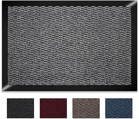 YAZMYN STORE Heavy Duty Front Door Mat Inside, Outside Welcome Floor Mat - Washable Door Mat Indoor, Door Mats Outdoor, Home & High Traffic Area Shoe Scraper, Black Grey Door Mat 50 X 80 Cm