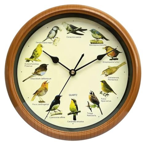Baoblaze Singende Vogel-Wanduhr, Hängeuhr, Dekor, leise, dekorative Uhr, Vogeluhr mit Ton, für Küche, Schlafzimmer, Dekoration
