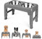 HUOLE Gamelle Eau Surélevéede 3 Hauteurs Ajustables,2 in 1 gamelle surelevee pour Chien avec gamelle Chien Anti eclaboussure et gamelle Chien INOX,Convient aux Petits,22/26/28cm-44 * 24 * 8cm-Gris
