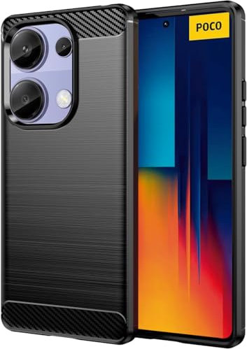 Wookfiss Cover per Xiaomi Redmi Note 13 Pro 4G/POCO M6 Pro 4G Silicone Custodia,TPU Design in Fibra di Carbonio Originale Custodia Nero Cover,Antiurto Antigraffi Sottile