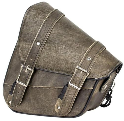 Dream Apparel Motorcycle Saddle Bag Left Side Tool Bag with Brown Leather, Fit for Softail/Triangulated Swingarm Models Dyna Low Rider Fat Bob