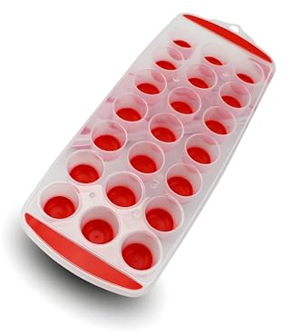 Ice Cube Tray (1 Pcs 21 Cubes) Easy to Release & Dishwasher Safe Comfortable Handle Grip Hangable Hook Pp Material with Silicon Bottom Flexible Ice Cube Moulds for Coffee Whiskey Office & Home