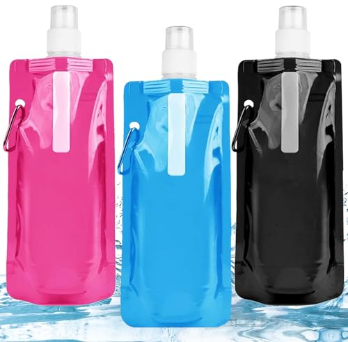 Botella de Agua Plegable Conjunto,Botella Plana Plegable Reutilizable,Botella de Agua Potable Plegable Portátil,Botella Plegable,Botellas de Agua Plegables,Flexibles Plegables Botellas