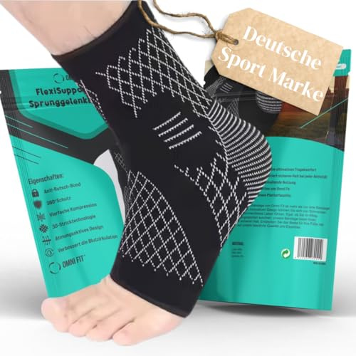 Omni Fit® Flexisupport Plus Sprunggelenkbandage – Ideal für breite Füße und Plattfüße, präventiv gegen Plantarfasziitis,schmerzen und Fersensporn, 4-x Kompression, atmungsaktiv bequem für Sportler.(L)