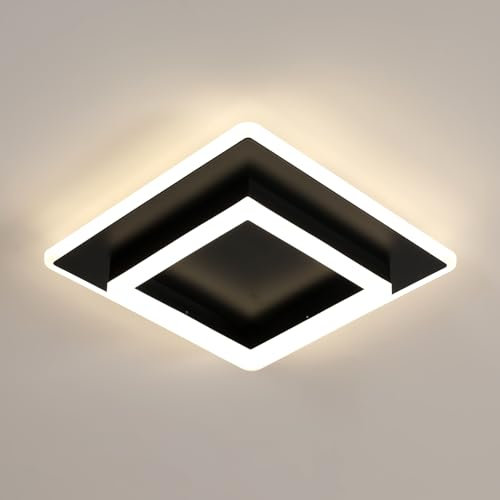 SENQIU Deckenlampe LED Modern, LED Deckenleuchte Innen Quadratisch 30W 3375LM, Lampe Wohnzimmer 4500K Neutralweiß, Schwarz Eckig Deckenleuchten für Flur Küche Schlafzimmer Balkon, 30CM