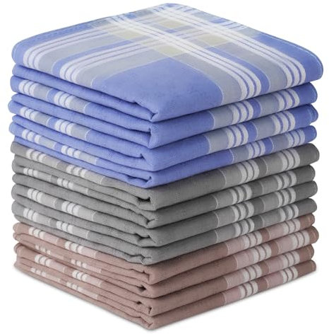 AYBUY Taschentücher Herren, 12 Stück Stoff Taschentücher Herren, Baumwolle Herrentaschentücher Stofftaschentuch, Wiederverwendbar Herrentaschentücher, 40cm x 40cm (D)