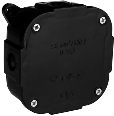 ViPlast Abzweigdose Verteilerdose Abzweigkasten Verbindungsdose Mit Klemmen Schwarz 88 x 88 x 40 mm