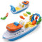 Toyland® 40cm (16) Buntes Fischerboot mit Beweglichen Türen, Angelhaken und 4 Plastikfischen – Schwimmendes Wasserspielzeug für Kinder – Pool- und Badespielzeug – Ab 3 Jahren