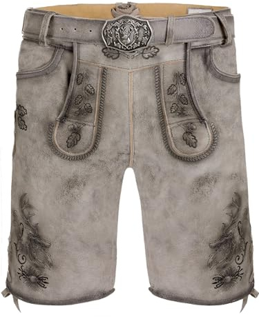 Lederhose Herren Tracht - Trachtenhose Herren Wildbock (100% Wildleder) - Kurze Lederhose braun Used in Gr. 44-64