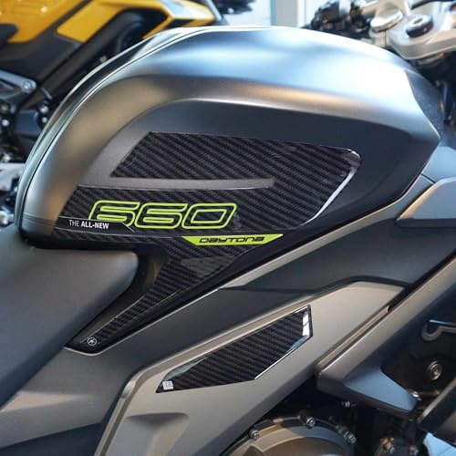 LABELBIKE 3D Motorrad Tankaufkleber kompatibel mit Triumph | Daytona 660, Seitenschutz aus Kunstharz, kratzfest, Dekoration, Gelb