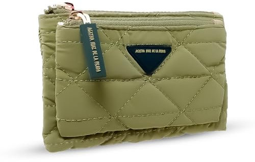 Agatha Ruiz de la Prada Handtasche Grüner Nylon-Kulturbeutel mit Rautendetail, doppeltem Reißverschlussfach Taschengröße: 17 x 13 x 14 cm... Frau.