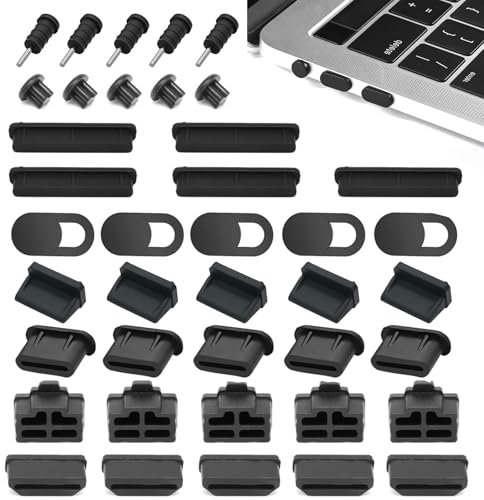 ASOMI Lot de 40 cache-ports USB en silicone pour appareil photo d'ordinateur, USB, USB C, RJ45, HDMI, SD, prise casque, prise audio (8 types)