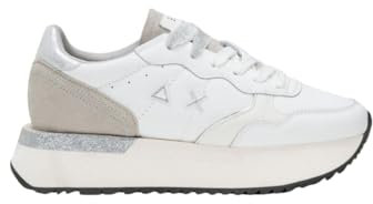 SUN68 Sneaker Running Big Ally in Pelle/Ecopelle Bianco Panna Donna D25SU06 Z44215 37