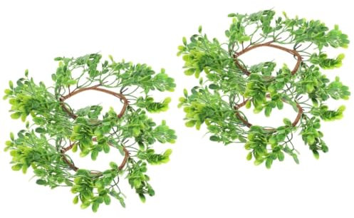 Zerodeko 2 Sätze Kerzenring Tischdekorationen Für Hochzeiten Grüne Girlande Kerzenkränze Aus Eukalyptus Buchsbaumkränze Buchsbaum Girlande Grüne Kerzenhalter Green Seidentuch 2 Stück * 2