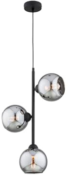 KAR LIGHTING Pendelleuchte 3-flammig aus Metall und Glas in Schwarz, mit seitlich ausgerichteten Schirmen, höhenverstellbar | E27 | LED geeignet | Hängelampe für Wohnzimmer, Küche, Büro