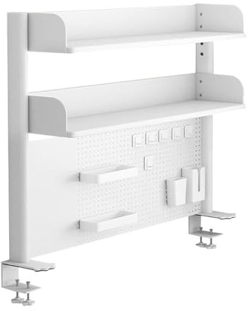 Desk Organizer Shelf with Adjustable Storage Tray Clamp on Pegboard Workstation for Desk Extension (100 x 95cm)