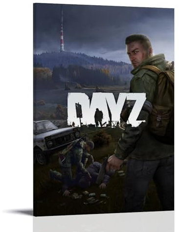 FHILTNMWC Lustiges Multiplayer-Poster DayZ Survival Vintage-Videospiel-Poster, gerahmt, Leinwand, eingebauter Holzrahmen, für Zuhause, Schlafzimmer, Garage, Art-Deco, 60 x 90 cm, Rahmenstil