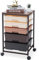 SYKIARIOL Rollwagen Badrollwagen mit 5 Schubladen, Küchenwagen mit Rädern mit Tischplatte aus Holz, Rollcontainer für Küche, Wohnzimmer, Schlafzimmer, Büro, Braun