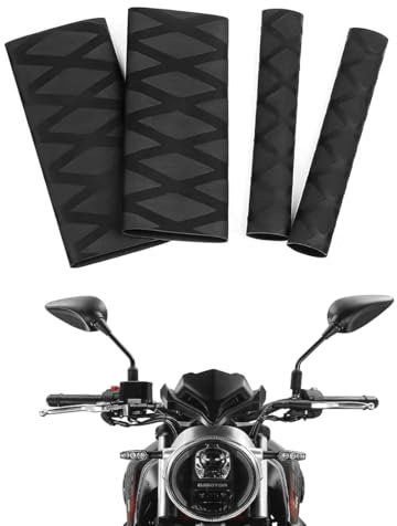 CJQRL 4 Stück Motorrad Griffe Rutschfeste, Rutschfeste, Heizgriffe Motorrad Rutschfeste, Rutschfeste, wärschrumpfbare Motorradgriffabdeckung, für Ducati Honda Yamaha Griff, Netztextur(Schwarz)