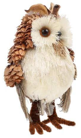 Ciieeo Decorative Straw Weaving Owl Ornament 7x9x16cm Creative Bird Craft Desktop Decor Unique Home Accent Random Style