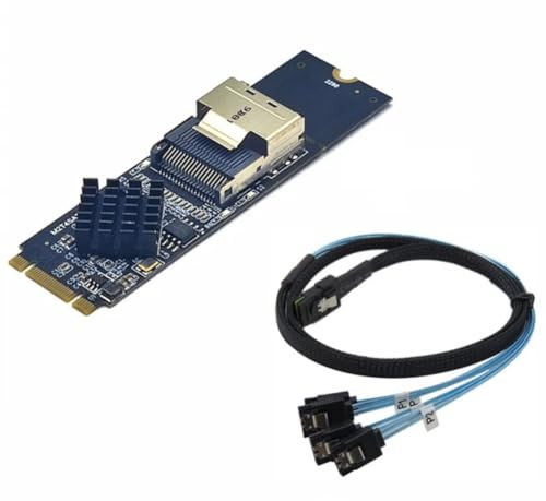 Asuinxurr M.2 NVME zu Mini SAS SFF-8087 Erweiterungskarte Unterstützt 4 Port SATA3.0 6 Gbit/S HDD SSD SATA Controller SFF8087 zu M2 NVME Einfache Installation Einfach zu Bedienen