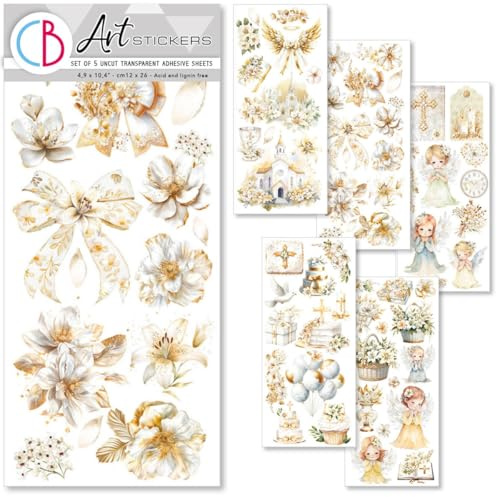 Ciao Bella Art Stickers - Set of 5 Uncut Transparent Adhesive Sheets (Blessing Day)