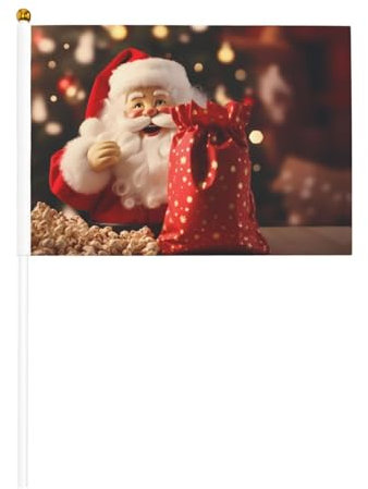 Bandiera di Babbo Natale su entrambi i lati, 14 x 20,8 cm, per feste, eventi sportivi e tifosi