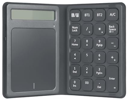 Bluetooth Number Pad, 3 en 1 Clavier Numérique Pliable avec Calculatrice D'affichage et pavé Tactile, Clavier Numérique sans Fil pour PC D'ordinateur Portable de Tablette